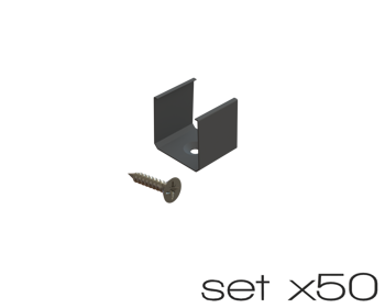 AL12-GLS3-AB-MB-m-SET50, komplet 50 uchwytów+wrętów metalowych czarnych do profili GLS3 metal black clips+screw set (50pcs)