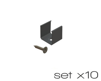 AL12-GLS3-AB-MB-SET10, komplet 10 uchwytów+wrętów czarnych do profili GLS3 black clips+screw set (10pcs)