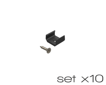 AL12-GLS1-AB-MB-SET10, komplet 10 uchwytów+wrętów czarnych do profili GLS1 black clips+screw set (10pcs)