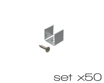AL12-GLS3-AS-MB-m-SET50, komplet 50 uchwytów+wrętów metalowych do profili GLS3 metal clips+screw set (50pcs)