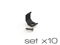 AL12-GLC1-AB-MB-SET10, komplet 10 uchwytów+wrętów czarnych do profili GLC1 black clips+screw set (10pcs)