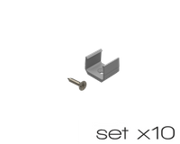 AL12-GLS2-AS-MB-SET10, komplet 10 uchwytów+wrętów szarych do profili GLS2 grey clips+screw set (10pcs)