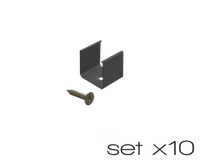 AL12-GLS3-AB-MB-SET10, komplet 10 uchwytów+wrętów czarnych do profili GLS3 black clips+screw set (10pcs)