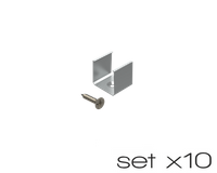 AL12-GLS3-AS-MB-m-SET10, komplet 10 uchwytów+wrętów metalowych do profili GLS3 metal clips+screw set (10pcs)