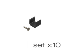 AL12-GLS2-AB-MB-SET10, komplet 10 uchwytów+wrętów czarnych do profili GLS2 black clips+screw set (10pcs)